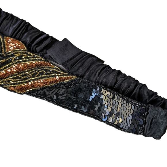 Vintage Magid cumber belt sequined black  size M/L - Picture 4 of 8
